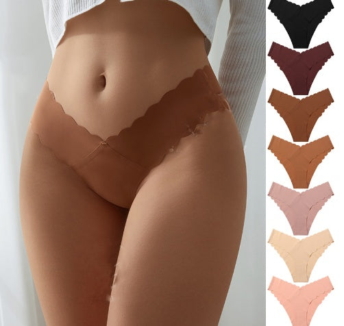 V-Shaped Seamless Lace Panties – Cooling Ice Silk Invisible Briefs